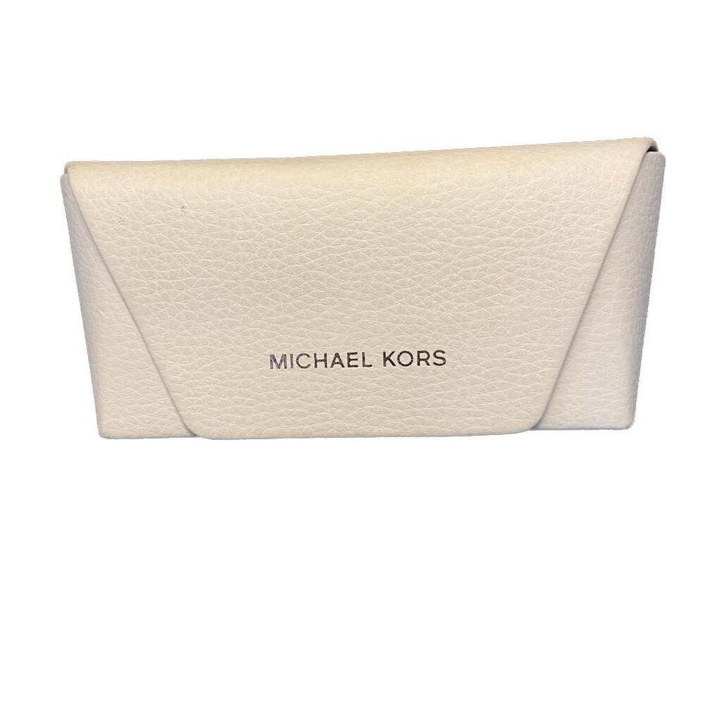 Michael Kors White Leather Pouch Hard Case for Eyeglasses / Sunglasses